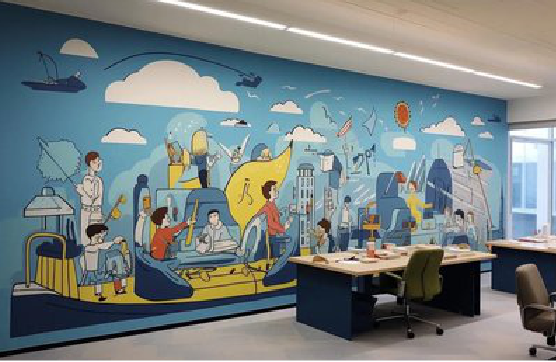 甘孜办公室墙绘的特点。